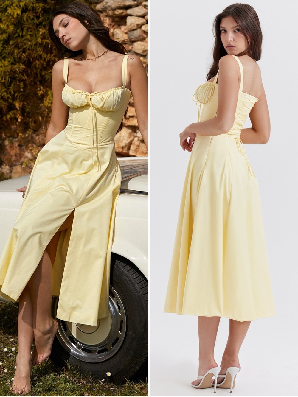 HOUSE OF CB 'Carmen' Buttercup
Bustier Sundress Size L